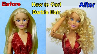 How to Curl barbie Doll Hair veryyy easily- Result will amaze you!Barbie DIY- #Papiyon