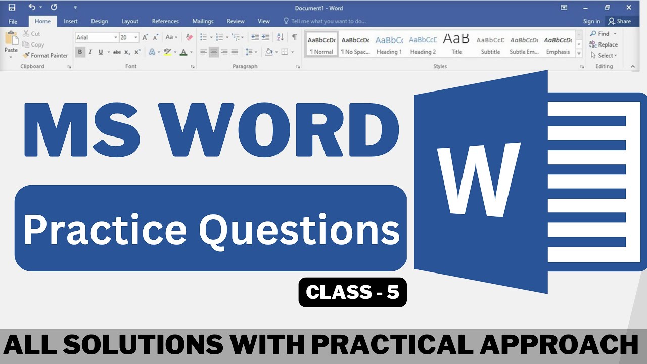 MS Word Practice Questions - Class 5 | Computer By Sahil Sir - YouTube