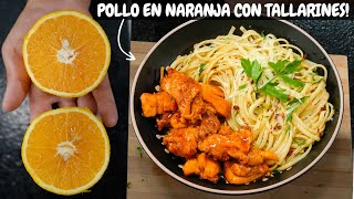 POLLO en naranja con tallarines aliolio! receta facil y economica | Alexander