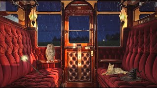 Rainy night train ride to Hogwarts w/ vintage oldies music 🌧️ Relaxing Train & Rain Sounds for Sleep