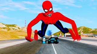 Epic Escape From Giant Amazing Spider Man Eater VS Cyber Lightning McQueen \u0026 Guido | BeamNG.Drive