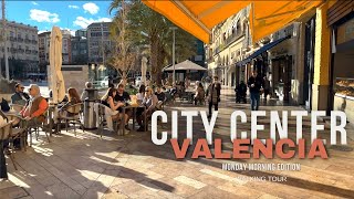 January Monday Morning in Valencia City Center, Spain Walking Tour 4K