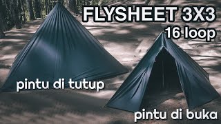 How to set up tarp tent / tarp shelter with flysheet 3x3 16 loop