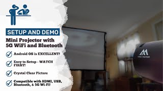 Setup and Demo - AUBOR MENTECH Mini Projector with 5G WiFi and Bluetooth