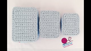 كروشيه طريقه قاعده مستطيله\\شكل مستطيل بثلاث احجام بخيط الكليم crochet A rectangle