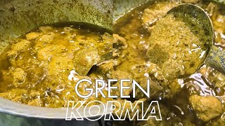 haryali chicken korma ,green chicken korma ,  मुगलई ग्रीन चिकन कोरमा रेसिपी