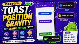 ANDROID - TOAST POSITION GRAVITY TUTORIAL IN JAVA | BOTTOM, CENTER, TOP TOAST !