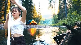 Free Bushcraft | Surviving in Nature: Girl Camp by a Remote Forest Stream