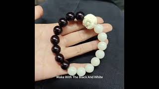 Black \u0026 White Tai Chi Lion Bracelet with Buddhist Bodhi Root Beads#bracelet #gift #festival