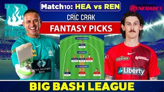 🔴Live Big Bash League 2022: REN vs HEA Dream11 Team | Brisbane Heat vs Melbourne Renegades BBL 2022