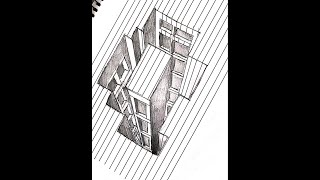 How to Draw a Hole Building Line Paper 3D Trick Art  #Pencil drawing #sketching