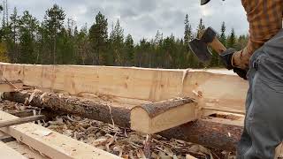 Log cabin build | Peeling logs