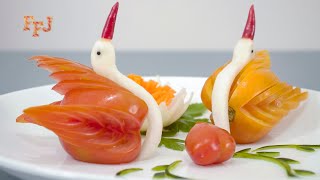 Making Cute Tomato Swans for Food Decoration Ideas
