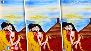 Traditional Couple Painting| Couple Watercolor Painting| Bengali love couple painting| Couple Art