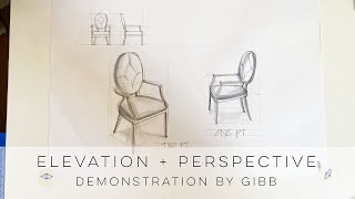 How to draw furniture; draw a dining chair from different perspective angles