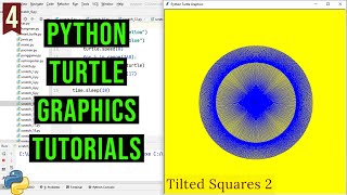 Tilted Squares 2 with Python Turtle | Python Turtle Graphics Tutorial#4 | Designs in turtle library