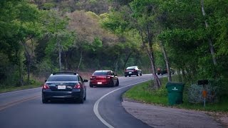 BMW, Acura, Scion, and Mazda spirited drive on Lime Creek Road, Austin TX.