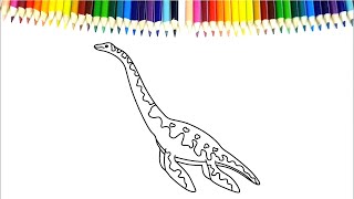 PLESIOSAURUS learn to draw and color for kids - Draw DINOSAURS for kids-  Art Gallery