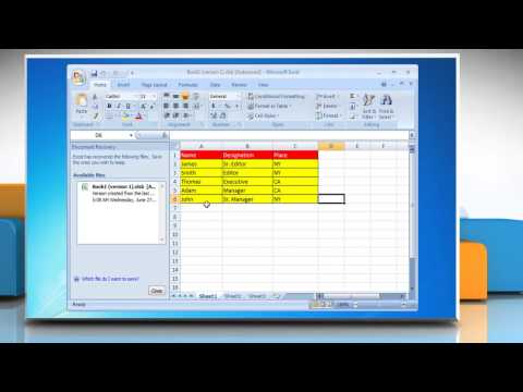 How to Recover file saved by AutoRecover in Excel 2007 How to Recover file saved by AutoRecover in Excel 2007