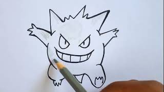 Gengar Pokemon Drawing | Pokemon Drawing & Coloring | Artroid #trending #drawing #pokemon #youtube