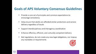 APS TARC Webinar: ACL National Voluntary Consensus Guidelines for State APS Systems