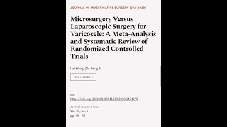 Microsurgery Versus Laparoscopic Surgery for Varicocele: A Meta-Analysis and Systemat... | RTCL.TV