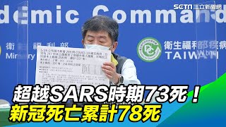 超越SARS時期73人死！新冠肺炎台灣死亡人數　累計78死｜衛福部記者會／疾管署疫情指揮中心 記者會｜武漢肺炎最新消息｜訂閱@health_setn看更多 新冠肺炎 疫情新聞