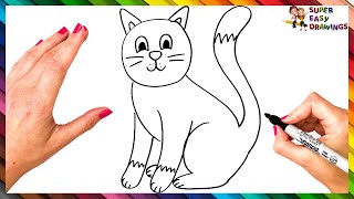 How To Draw A Cat Step By Step 🐱 Cat Drawing Easy