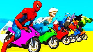 УЧИМ ЦВЕТ Мотоцикл и квадроцикл с Супергероем Мультфильм для детей Анимация для детей и Детские