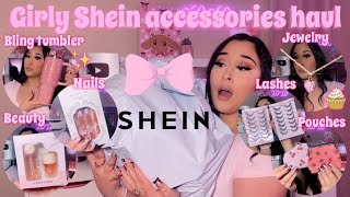 GIRLY SHEIN ACCESSORIES HAUL 2024 | all things beauty and pink (nails, jewelry,
