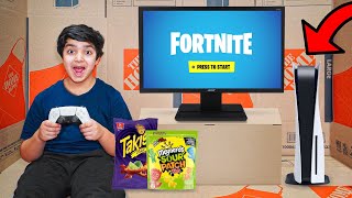 PS5 Fortnite Box Fort Challenge With My Little Brother (PLAYSTATION 5 CARDBOARD BOX FORT!)