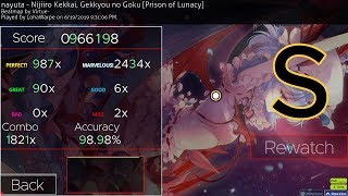 osu!mania 4k | nayuta - Nijiiro Kekkai, Gekkyou no Goku [Prisoner of Lunacy] | 98.98%