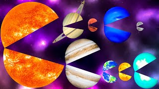 HUNGRY PLANETS for kids★Funny Planet comparison Game for BABY★Solar System Comparison★8 Planets size