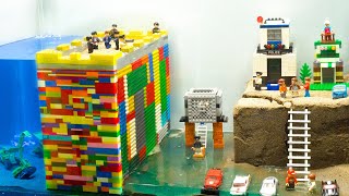 Lego Dam Breach Experiment - NEW LEGO Castle Wall - Simulation of Dam Failure