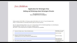 How to fill Schengen visa application for Children. Switzerland