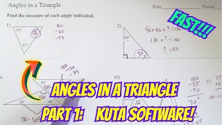 Angles in a Triangle Part 1: Kuta Software