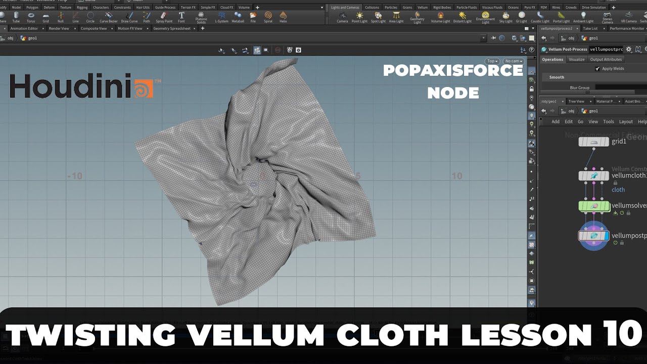 Lesson 10 | Twisting Vellum Cloth | Houdini Beginners Course | English ...