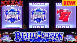 BIG WIN on NEW BLUE RIBBON 3 Reel slot! Triple Double Diamond Deluxe with Cheese + Zoltar Slot Play!