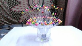Empty Plastic Bottle Vase Making Craft - Water Bottle Recycle Flower Vase Art