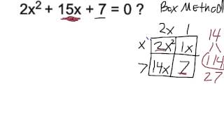 Solve 2x^2 + 15x + 7 = 0