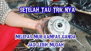 Motor Honda beat cara melepas mur kampas ganda