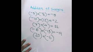 ADDITION OF INTEGERS part1