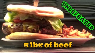 5 pound burger challenge | Sir Barney's Restaurant | Undefeated