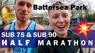 Battersea Park HALF MARATHON 2023 | SUB 75 & SUB 90!? | RACE DAY VLOG