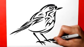 How to Draw a Robin | Cool Tribal Tattoo Design Style / SVG Files Available!