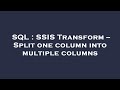 SQL : SSIS Transform -- Split one column into multiple columns