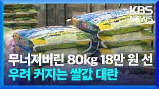 무너져버린 80kg 18만 원 선…우려 커지는 쌀값 대란 / KBS  2024.07.31.