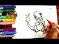 How to draw Charmander pokemon||Easy Drawing of Charmander step by step||Coloring of Charmander