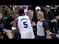 chris finch ejected as anthony edwards holds him back 😳 nba on espn