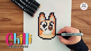 Como pintar a CHILLI de BLUEY en PIXEL ART – Tutorial paso a paso #pixelart #bluey #chilli